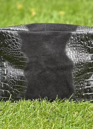 Замшевая черная сумка с принтом под крокодила, италия, цвета в ассортименте6 фото