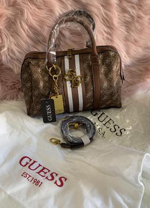 Жіноча коричнева шкіряна сумка guess3 фото