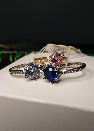 Кольца пандора серебро 925 проба ale цирконий розовое золото пломба бирка новые розовый синий белый большой камень камешки сердце корона фианит