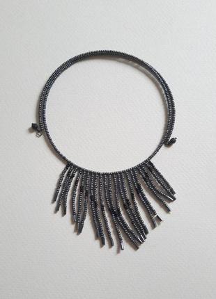 Чокер з бісеру гематитового