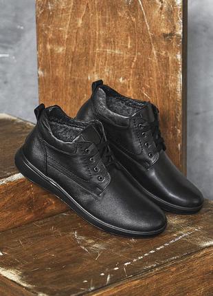 Кожаные черные ботинки (осень зима)4 фото