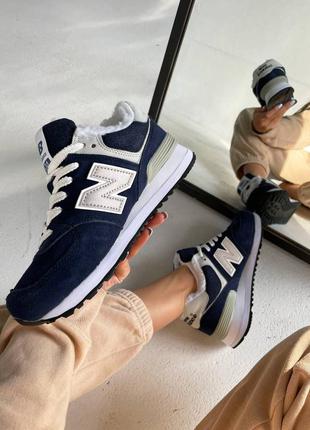 New balance 574 blue / reflective fur ❄ женские кроссовки ню беленс4 фото