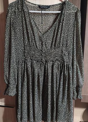 Zara шифоновое платье в принт горошек  м8 фото