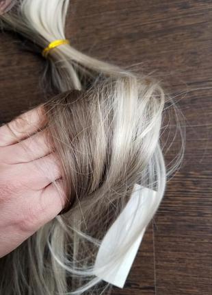 Накладные пряди тресс на заколках мелированные блонд