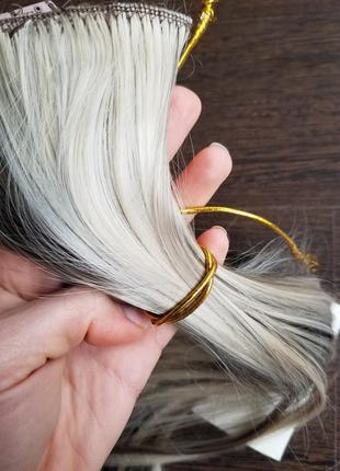 Накладные пряди тресс на заколках мелированные блонд