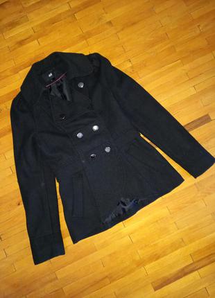 Пальто h&m чорне куртка піджак жакет полупальто кашемірове