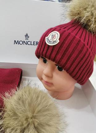 Комплект шапка шарф moncler3 фото