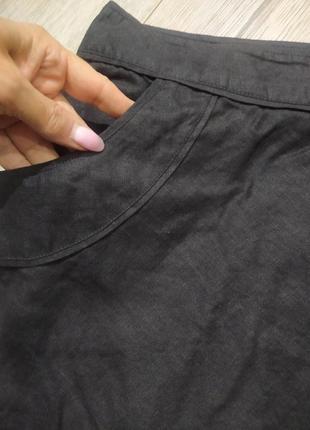 48/l, h&m, черная льняная юбка с карманами, новая3 фото