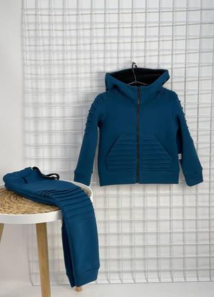 Теплий на флісі костюм спортвинйи кофта на замку штани з кишенями та поясом