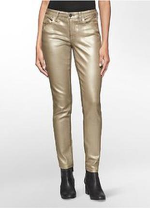 Брендовые джинсы с золотым напылением металик1 фото