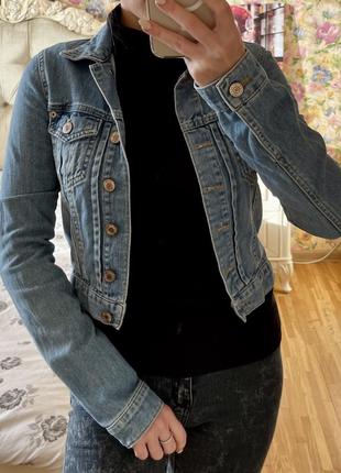 Укорочений пиджак джинсовый2 фото