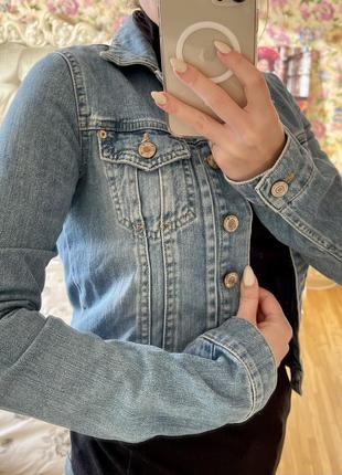 Укорочений пиджак джинсовый3 фото