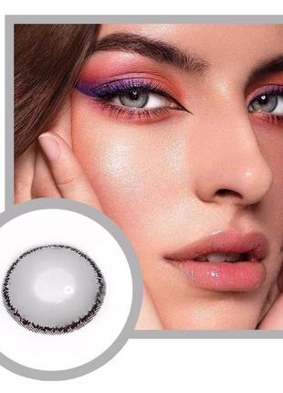 Кольорові лінзи для очей сірі з чорною окантовкою. акція! друга пара в подарунок з 12 кольорів на вибір