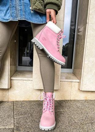 Ботинки женские timberland термо розовые / черевики жіночі тимберленд рожеві4 фото