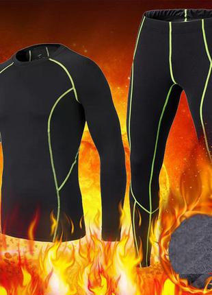 Детская термобелье зимнее thermal underwear winter sport black/green (2548)