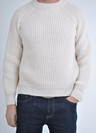 Мужской теплый шерстяной свитер без горловины1 фото