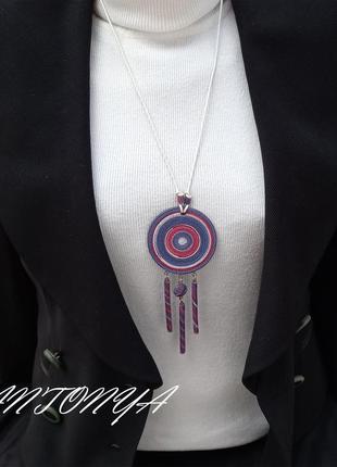 Кулон відтінку темний джинс,стиль бохо, для неї