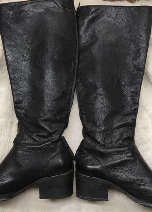 Черные кожаные винтажные высокие сапоги ботфорты трубы alberville vero cucio италия6 фото