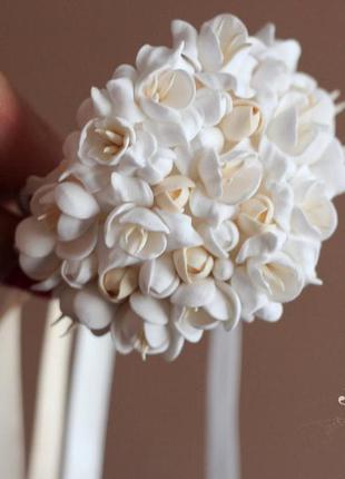 Весільний браслет для нареченої ручної роботи з квітами2 фото