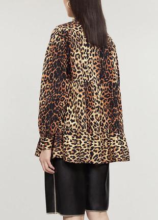 Леопардовая хлопковая блуза рубашкам воланами оверсайз свободная topshop блуза4 фото