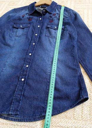 Синяя джинсовая рубашка с вышивкой, esmara, размер евро 38 (s, m)6 фото