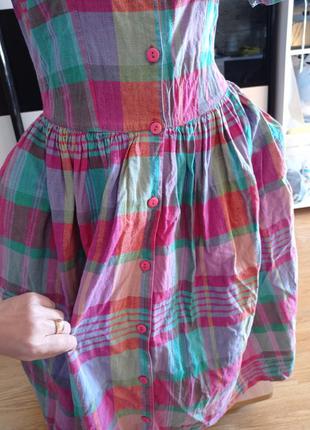 Домашнє котоновое сукня з кишенями в клітку.3 фото