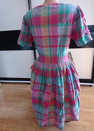 Домашнє котоновое сукня з кишенями в клітку.2 фото