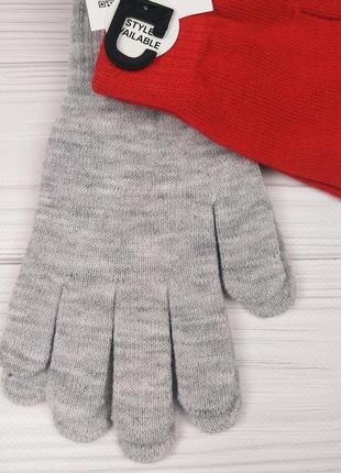 Комплект 2 пари трикотажні акрилові перчатки рукавиці рукавички демісезон c&a3 фото