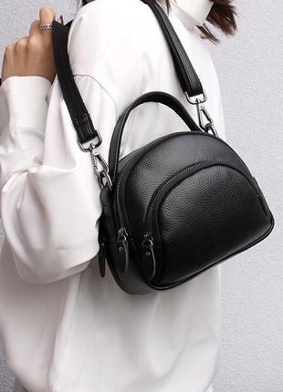 Жіноча шкіряна сумка чорна1 фото