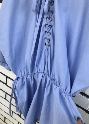 Блуза туника на завязках voyelles tu голубого цвета5 фото