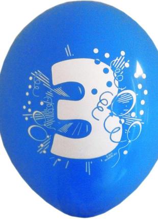 Латексна повітряна кулька 12"(30см) з малюнком "цифра 3"
