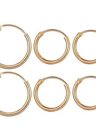 Набір 6 шт сережки кільця для хрящика і мочки сережки кільця пірсинг