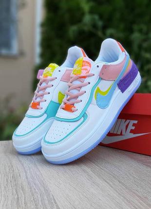 ✅женские кроссовки nike air force 1 shadow разноцветные