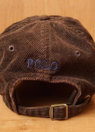Коричневая вельветовая винтажная кепка/бейсболка polo by ralph lauren vintage5 фото