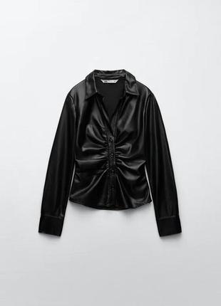 Рубашка  из искусственной кожи zara