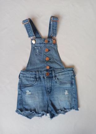 Крутой летний джинсовый комбинезон шорты на девочку рост 104 110