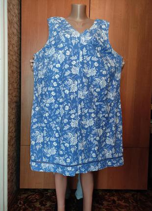 Льняное платье сарафан лён и вискоза пог-65 см большой размер