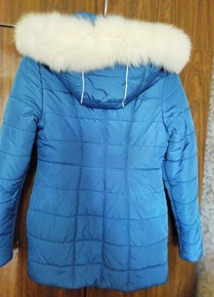 Куртка зимняя теплая с капюшоном бирюза р.42-44 мех3 фото