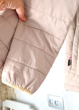 Стильная теплая куртка парка пальто бежевый нюд бренд6 фото