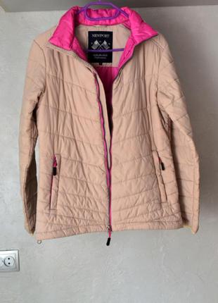 Стильная теплая куртка парка пальто бежевый нюд бренд1 фото