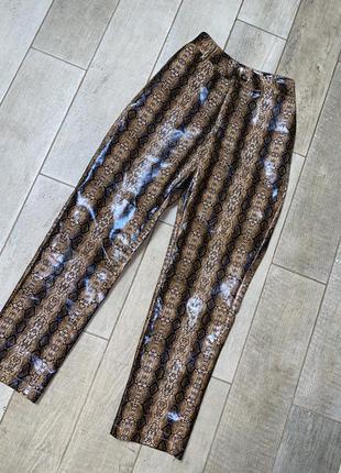 Кожаные брюки змеиный принт,виниловые брюки(027)