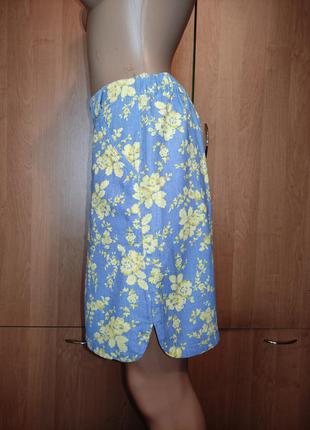 Классная льняная юбка с карманами пот-35-41 см5 фото