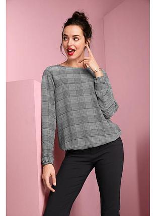 Блузка сіро-біла в клітку , tchibo , розмір 42 євро