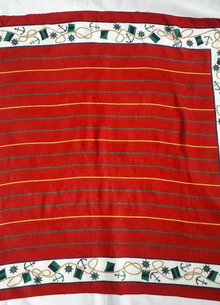 Красный платок с орнаментом якоря(78 см на 75 см)5 фото