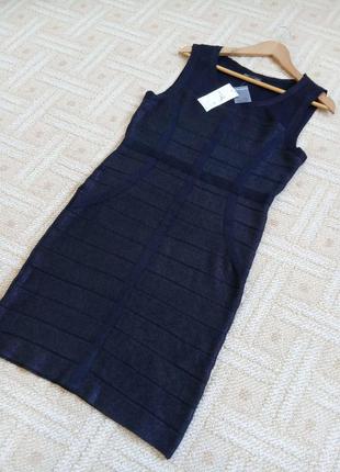 Чорне бандажну сукню в стилі herve leger від sora by jbc (бельгія), розмір 42 євро (m/l)