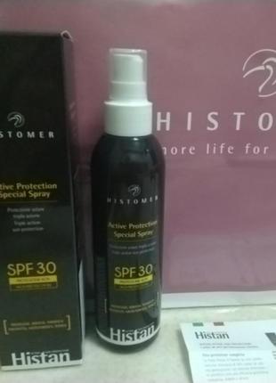 Спрей солнцезащитный spf 30 для лица, тела, детей 0+, active protection spray spf30, histomer,  новый1 фото