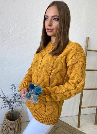 Теплый свитер вязаный оверсайз женский свитер с шерстью2 фото