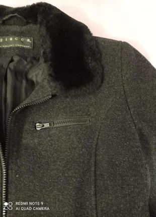 Стильное шерстяное полупальто с поясом giacca на молнии6 фото
