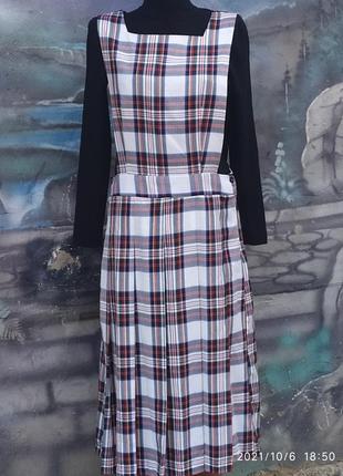 Платье сарафан в клетку,плиссе,гофре,складку,миди