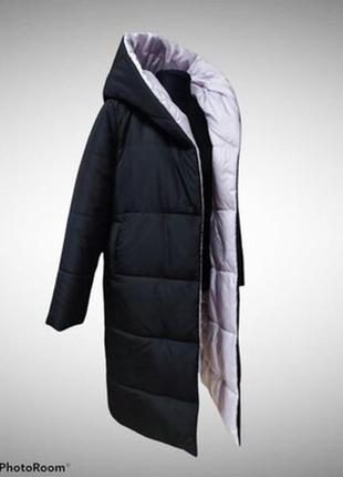 Шикарный пуховик,пальто,2 сторонний, размерчик 44.3 фото